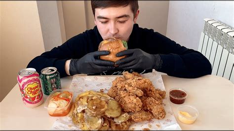 Asmr Mukbang Spicy Fried Chicken Burger Eating Sounds Youtube