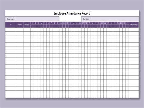 EXCEL Of Employee Attendance Record Xlsx WPS Free Templates