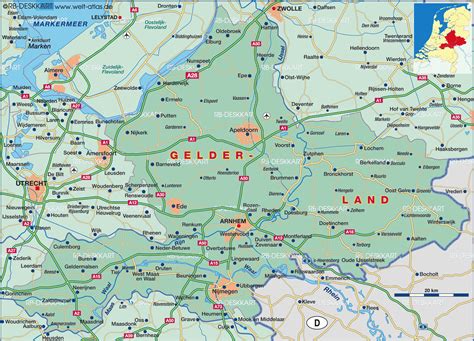 map of gelderland state section in netherlands welt atlas de