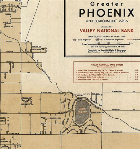 Old Map Of Phoenix Arizona 1947 Vintage Map Wall Map Print Vintage