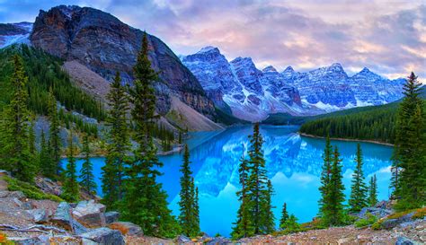 Fonds Decran Canada Parc Montagnes Lac Photographie De Paysage Moraine
