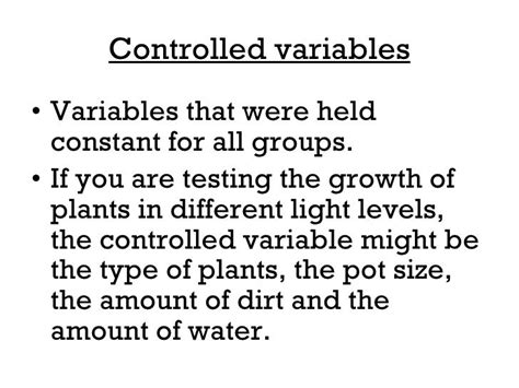 Controlled Variable In Science Example