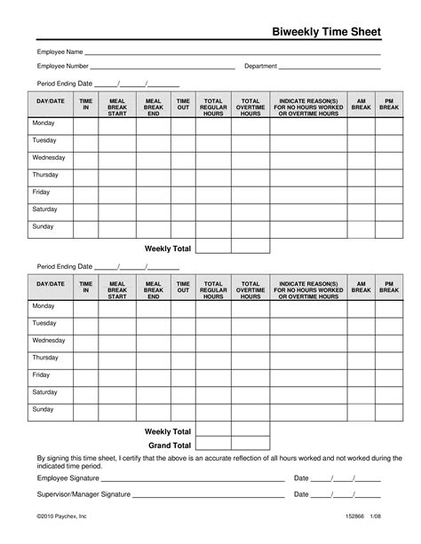 8 Best Images Of Blank Printable Timesheets Free Download Weekly