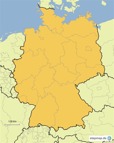 Stepmap Deutschland Mit Ländergrenzen Landkarte Für Deutschland