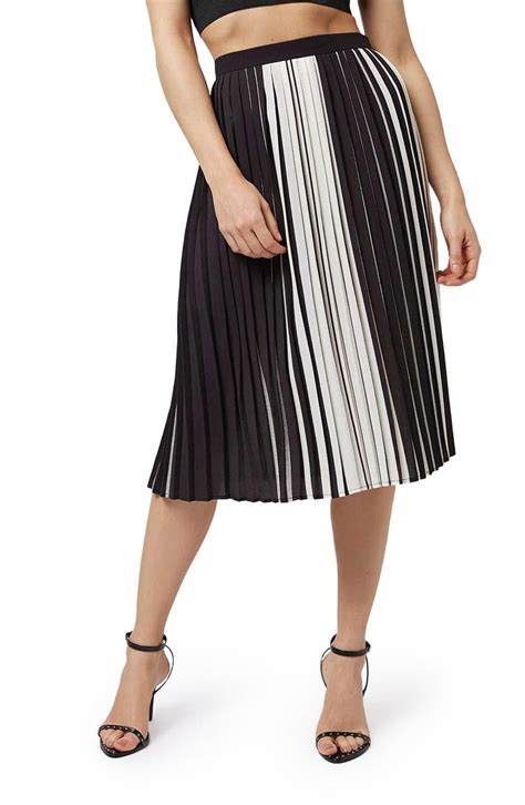Topshop Stripe Pleat Midi Skirt Nordstrom