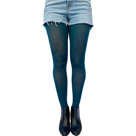 malka chic dark teal opaque full footed tights pantyhose for women