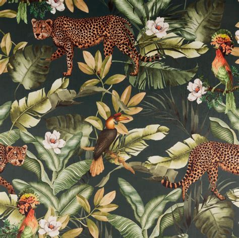 Velvet Fabric With Leopard And Jungle Animal Print Price Per Etsy In