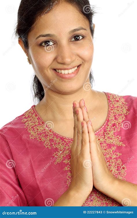 Young Indian Woman Greeting Namaste Stock Photos Image 22227843