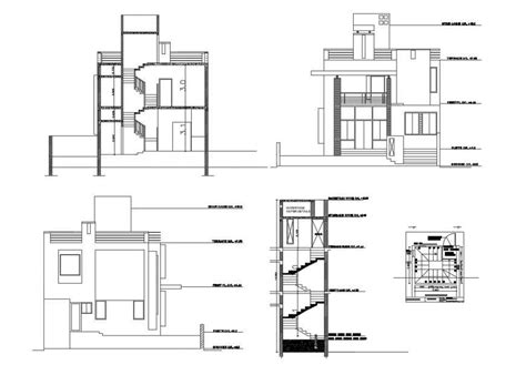 Begin then to construct the section and elevation from the plan assignment Two-story house elevation, section and staircases section ...