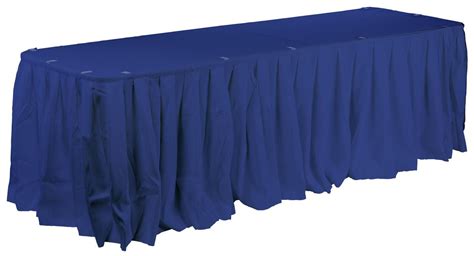 Blue Pleated Table Skirt For Round And Rectangular Tables