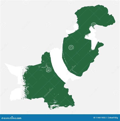 Pakistan Flag Map Vector Hand Painted With Rounded Brush Stock Vector