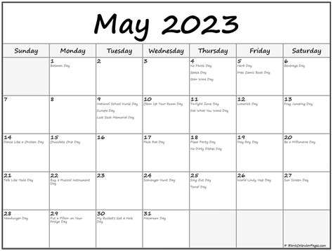 May 2023 Calendar With Holidays Printable Pelajaran