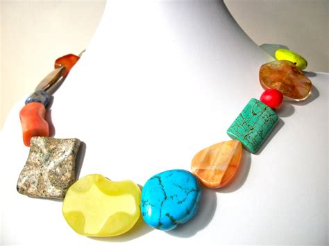 Colorful Chunky Gemstone Necklace Statement Necklace By Starjewels