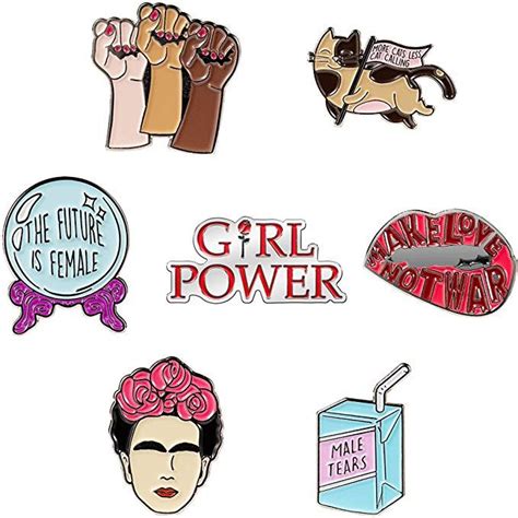 Amazon Com RipDesigns Girly Enamel Pins For Backpacks Enamel Pin Set For Feminist Gifts