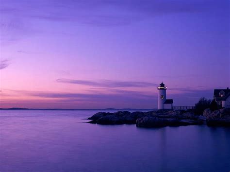 Guardian Rocks Horizon Water Purple Lighthouse Hd Wallpaper Peakpx
