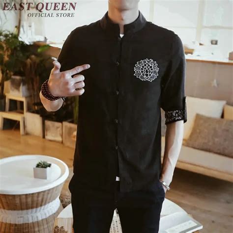 Traditional Mens Clothing Chinese Oriental Male Linen Shirt Short