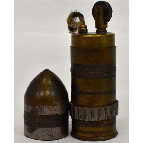 Two Wwi Trench Art Trench Lighters And Shot Glass Set