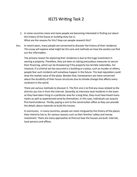 Ielts Writing Task 2 Examples With Ans Ielts Writing Task 2 In Some