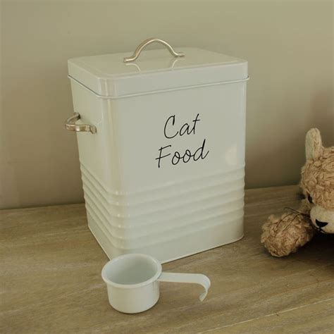 White Metal Cat Food Storage Tin Cat Food Storage Cat Food Pet Food