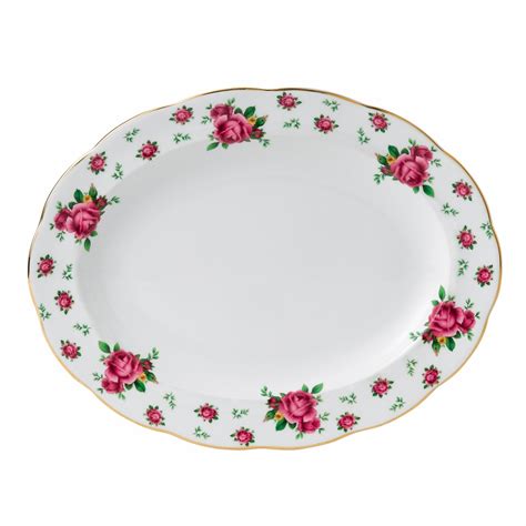 New Country Roses White Oval Platter By Royal Albert