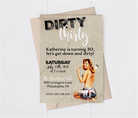 Dirty Thirty 30th Adult Birthday Invitation Sugar And Spice Invitations