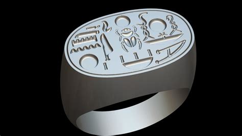 Ring Tutankhamun Throne Name Signet 3d Model By Sanchodru D24f3d8