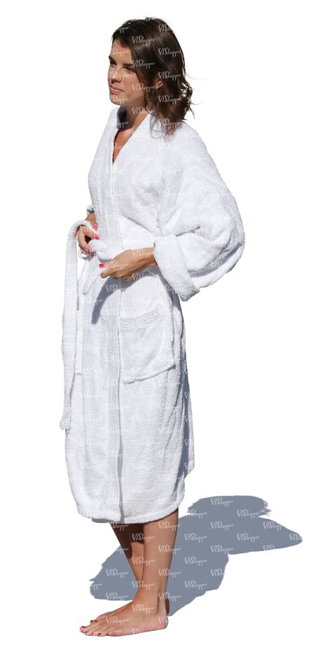 Woman In A White Bathrobe Standing Vishopper