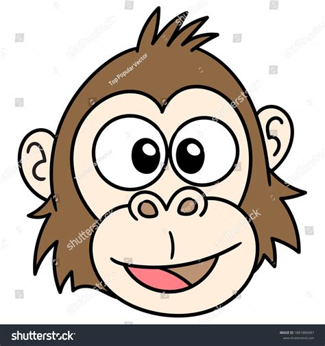 Happy Smiling Monkey Head Emoticon Doodle Stock Vector Royalty Free