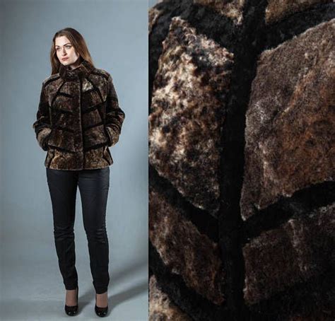 Handmade Short Brown Real Fur Coat Sheepskin Fur Coat Leather Trims Black Leather Sheepskin