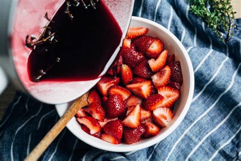 Strawberries In Red Wine Syrup Over Vanilla Ice Cream Recipe Strawberry Berry Sauce