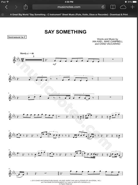 Say Something For Violin Music Flute Violin Sheet Music Flute