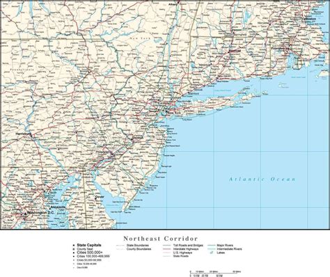 Northeast Corridor Map With States Cities And Highways Map Resources