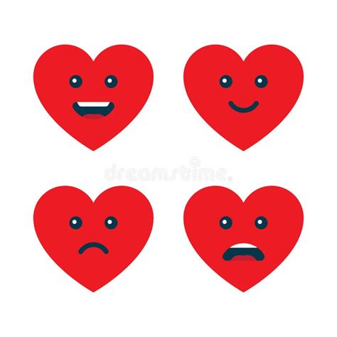 Emoticons Do Coração Ajustados Grupo Do Vetor Dos ícones Do Smiley