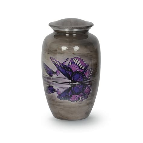 Painted Butterflies Metal Urn For Ashes Grey Aesthetic Urns Urn For