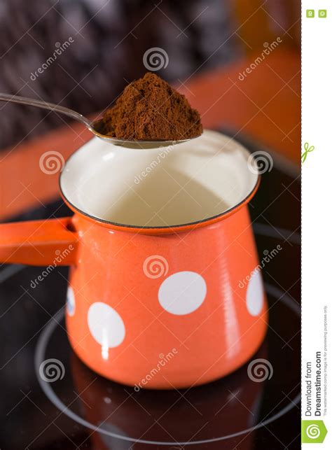 Cooking Turkish Coffee In The Modern Kitchen Stock Photo Image Of