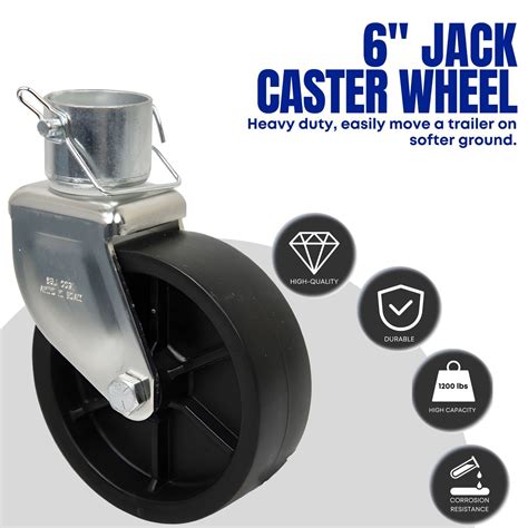 6 Inch Trailer Swirl Jack Wheel Caster 1200lbs With Pin Boat Hitch