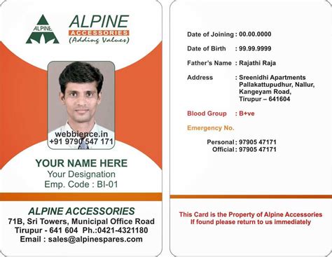 Employee Id Card Template Microsoft Word Front And Back Cards Design