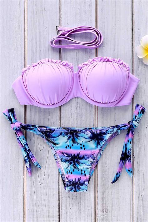 How To Chic Lilac And Tropical Print Bikini