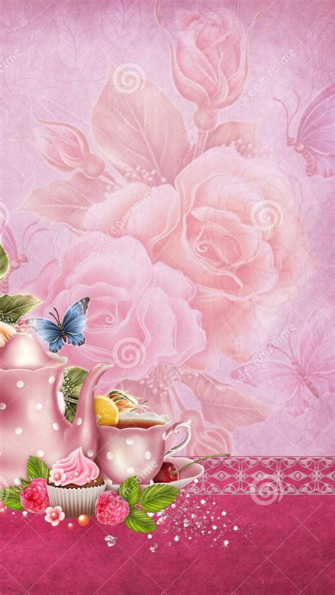 Free Download Tea Party Background Pink Background With A Tea Pot