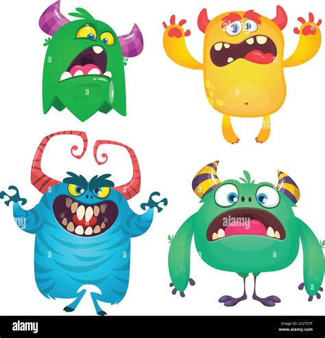 Monsters De Dibujos Animados Conjunto De Monstruos De Dibujos Animados