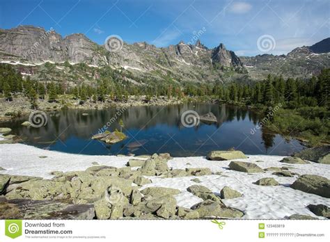 Mountain Is Very Clean And Clear Lake Magnificent Summer Landscape In