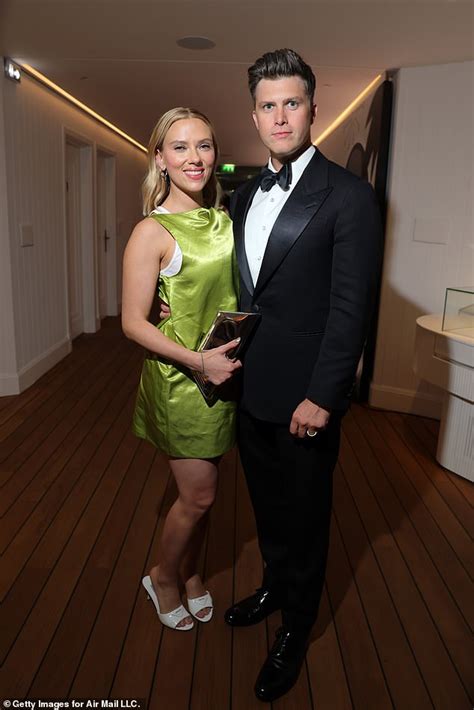 scarlett johansson exudes glamour in lime green dress at air mail party in cannes with husband
