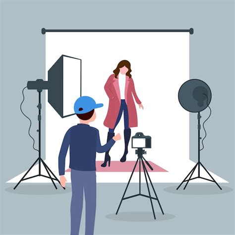 Premium Vector World Photography Day Model In Photo Studio With