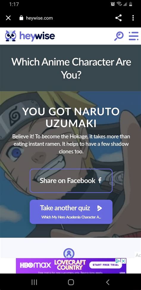 All Heywise O Which Anime Character Are You You Got Naruto Uzumaki