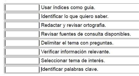 Ordena Del 1 Al 8 Los Pasos Que Hay Que Seguir Para Escribir Un Texto