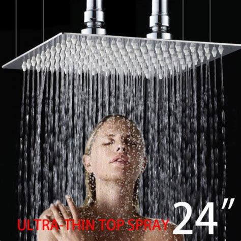 Shower Head Large For 2 People 24 Stainless Steel Square Rainfall Shower Head Ceiling Mount In