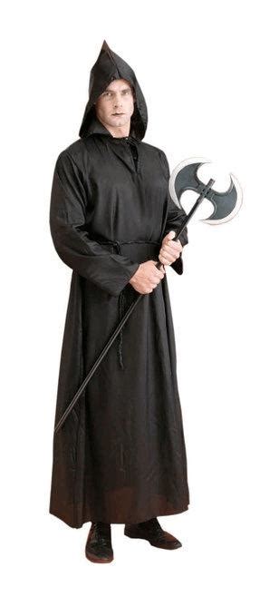 Monk Hooded Robe Black Taffeta Deluxe Adult Costume Size Standard