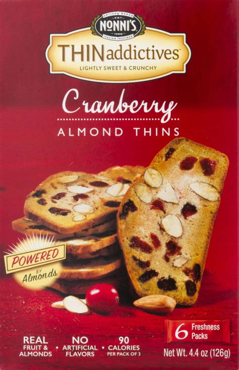 Nonnis Thinaddictives Cranberry Almond Thins 6 Pk Nonnis