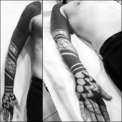 75 Tribal Arm Tattoos For Men Interwoven Line Design Ideas Arm