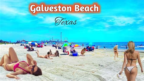 Walking In Galveston Beach And Seawall Boulevard Road In Galveston Texas Usa South Of Houston